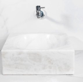 CUBA DE APOIO QUADRADA MÁRMORE BIANCO CLÁSSICO