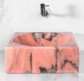 CUBA DE APOIO QUADRADA MÁRMORE ROSA BAHIA