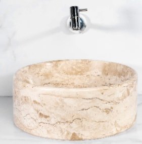 CUBA DE APOIO CILÍNDRICA MÁRMORE TRAVERTINO NACIONAL