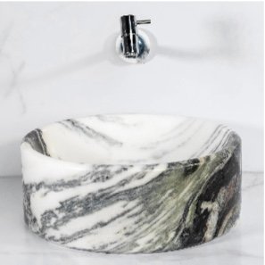 CUBA DE APOIO CILÍNDRICA MÁRMORE BRANCO MOURA EXÓTICO