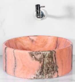 CUBA DE APOIO CILÍNDRICA MÁRMORE ROSA BAHIA