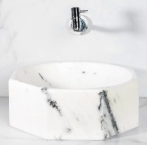 CUBA DE APOIO OITAVADA MÁRMORE BRANCO CARRARINHA