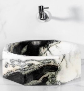 CUBA DE APOIO OITAVADA MÁRMORE BRANCO MOURA EXÓTICO