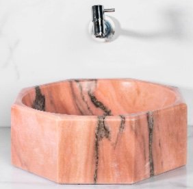 CUBA DE APOIO OITAVADA MÁRMORE ROSA BAHIA