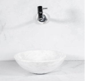 CUBA DE APOIO REDONDA MÁRMORE BIANCO CLÁSSICO