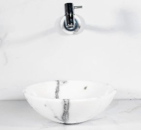 CUBA DE APOIO REDONDA MÁRMORE BRANCO CARRARINHA