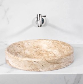 CUBA DE SEMI APOIO CILÍNDRICA MÁRMORE TRAVERTINO NACIONAL