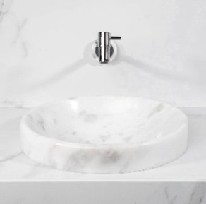 CUBA DE SEMI APOIO CILÍNDRICA MÁRMORE BIANCO CLÁSSICO