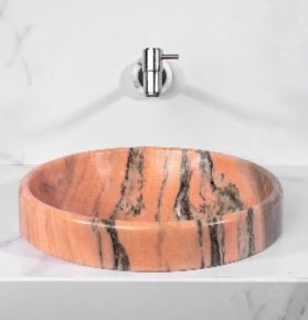 CUBA DE SEMI APOIO CILÍNDRICA MÁRMORE ROSA BAHIA