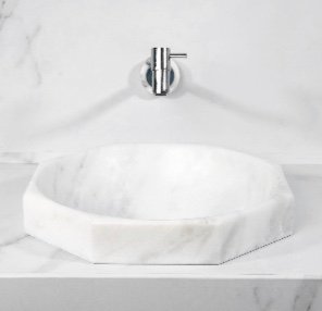 CUBA DE SEMI APOIO OITAVADA MÁRMORE BIANCO CLÁSSICO