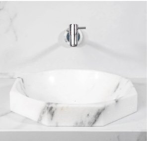 CUBA DE SEMI APOIO OITAVADA MÁRMORE BRANCO CARRARINHA