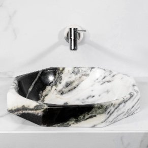 CUBA DE SEMI APOIO OITAVADA MÁRMORE BRANCO MOURA EXÓTICO