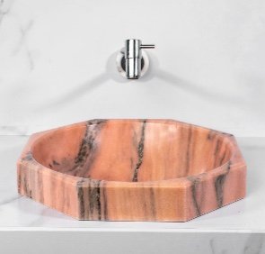 CUBA DE SEMI APOIO OITAVADA MÁRMORE ROSA BAHIA