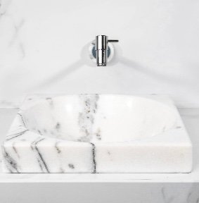 CUBA DE SEMI APOIO QUADRADA MÁRMORE BRANCO CARRARINHA