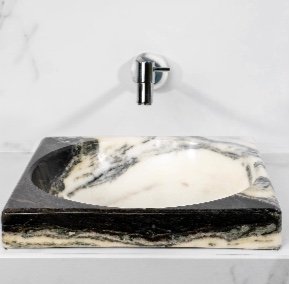 CUBA DE SEMI APOIO QUADRADA MÁRMORE BRANCO MOURA EXÓTICO