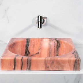 CUBA DE SEMI APOIO QUADRADA MÁRMORE ROSA BAHIA