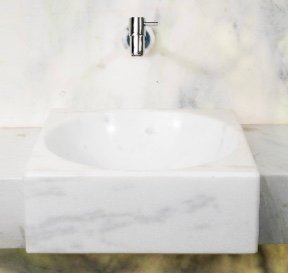 CUBA DE SEMI ENCAIXE QUADRADA MÁRMORE BIANCO CLÁSSICO