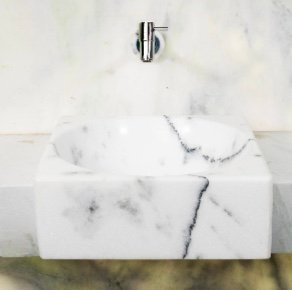 CUBA DE SEMI ENCAIXE QUADRADA MÁRMORE BRANCO CARRARINHA