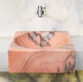 CUBA DE SEMI ENCAIXE QUADRADA MÁRMORE ROSA BAHIA