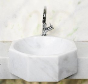 CUBA DE SEMI ENCAIXE OITAVADA MÁRMORE BIANCO CLÁSSICO