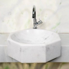 CUBA DE SEMI ENCAIXE OITAVADA MÁRMORE BRANCO CARRARINHA