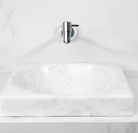 CUBA DE SEMI APOIO QUADRADA MÁRMORE BIANCO CLÁSSICO