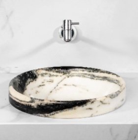 CUBA DE SEMI APOIO CILÍNDRICA MÁRMORE BRANCO MOURA EXÓTICO